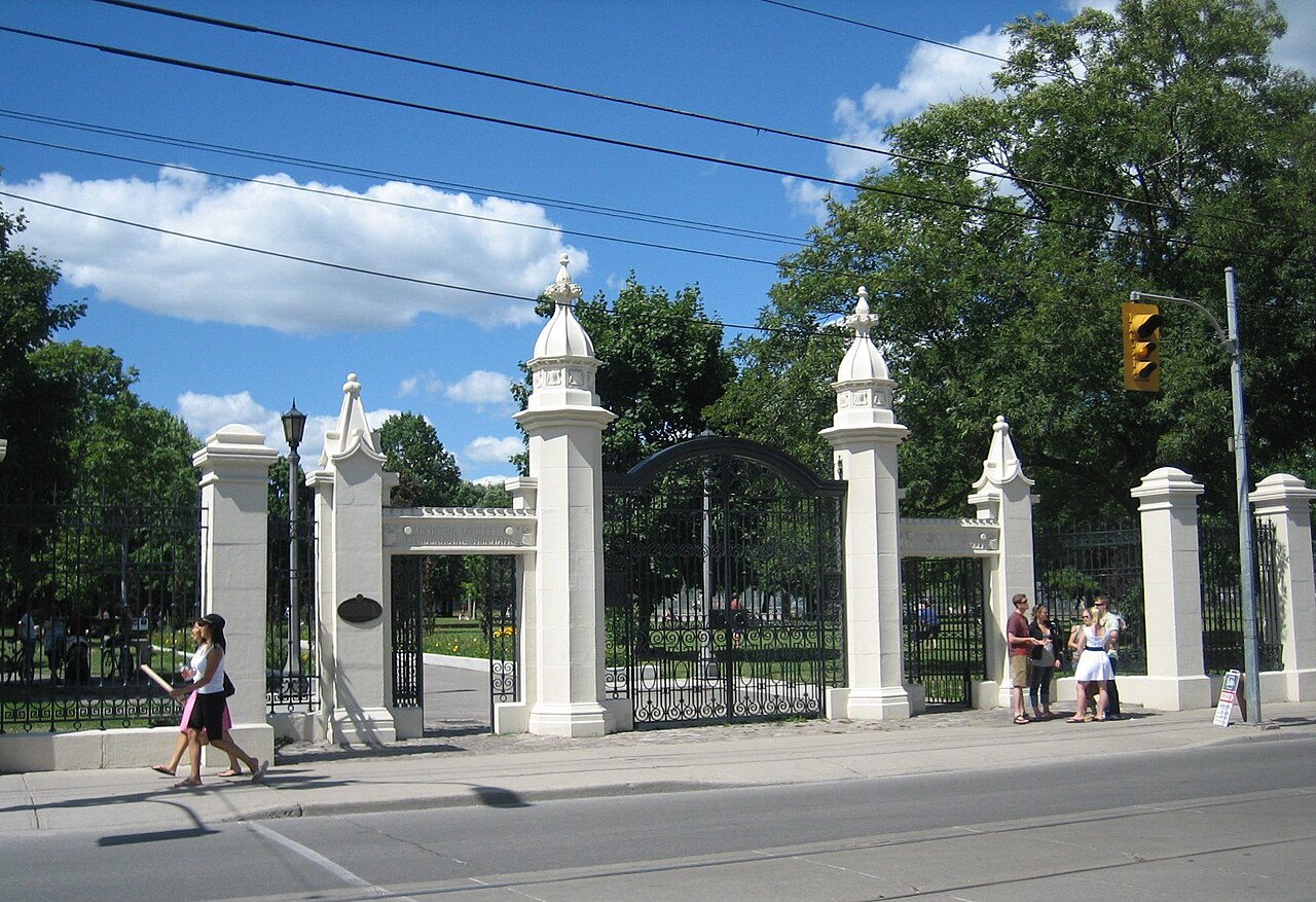 The stone gates at the entrance to Trinity Bellwoods Park